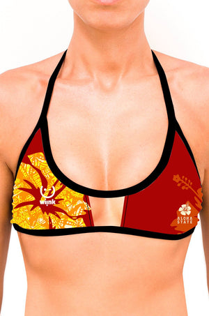 Cut Out Top Bikini Basic Flowers RED - wiinkbcn