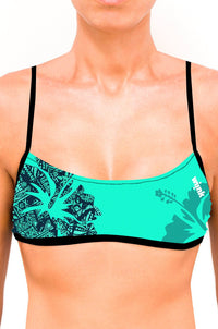 Top bikini Bandeu Basic Flowers Green - wiinkbcn